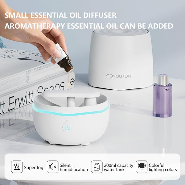 Essential Oil Diffuser, 200ML Diffusers for Home Scent Aromatherapy Diffuser Air Desk Humidifier Oil Diffuser romfor Bedroom Room Office with 7