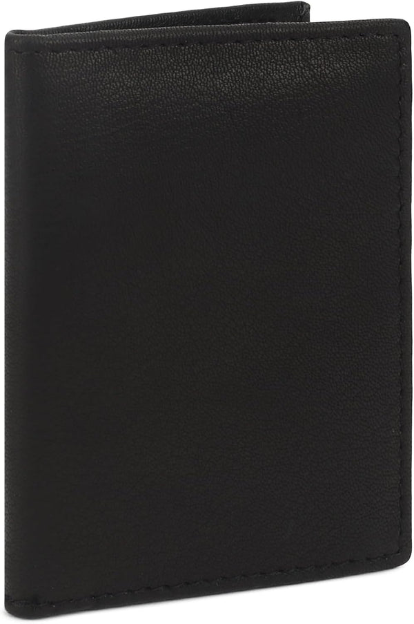 Leatherboss Genuine Leather Small Slim Bifold Wallet | Credit, Debit, ID Card Holder | Compact & Stylish with Clear ID Windows | Gift for Men, Black