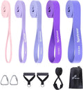 Resistance Bands Workout Set: 5 Levels Pull up Assist Bands 5-130Lb with Handles & Door Anchor