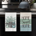Artoid Mode Eucalyptus Buffalo Plaid Vase Home Sweet Home Kitchen Towels Dish Towels, 18X26 Inch Seasonal Decoration Hand Towels Set of 4