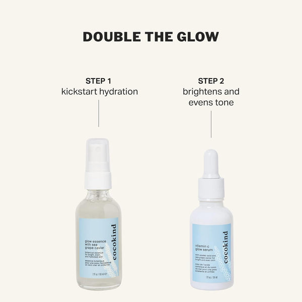 Cocokind Vitamin C Glow Serum with Azelaic Acid and Sea Grape Caviar for Bright and Even Skin, 1 Fl Oz