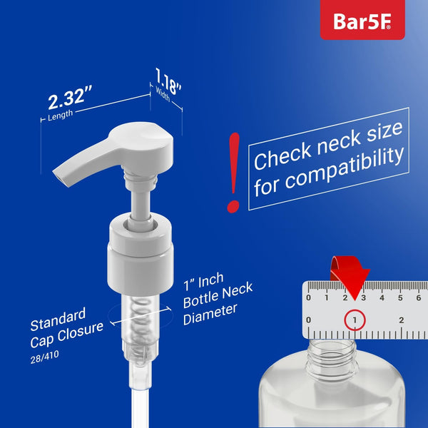 Bar5F Pumps for Shampoo and Conditioner Bottles, Salon-Brand Liters, 2 Pack | Professional-standard durability for salon-brand 1 L/33.8 oz