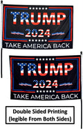 Double-Sided Trump 2024 Flag - Take America Back - 3x5 Foot Indoor Outdoor Decoration Banner With a FREE Sticker - Double-Sided Banner With Vivid