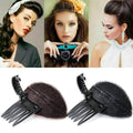 1Pc Black Fluffy Hair Pad Sponge Clip Bun Comb Bump It Up Hairstyling Tool for Women and Girls - DIY Beauty and Personal Care Clips and Barrettes