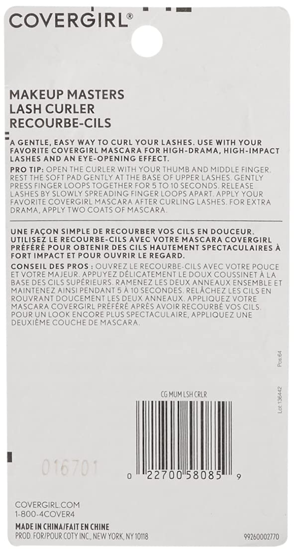 COVERGIRL Makeup Masters Eyelash Curler, Easy to Use, High Drama Lashes, 1 Count, Gentle and Easy Way to Curl Lashes, High Impact Lashes,