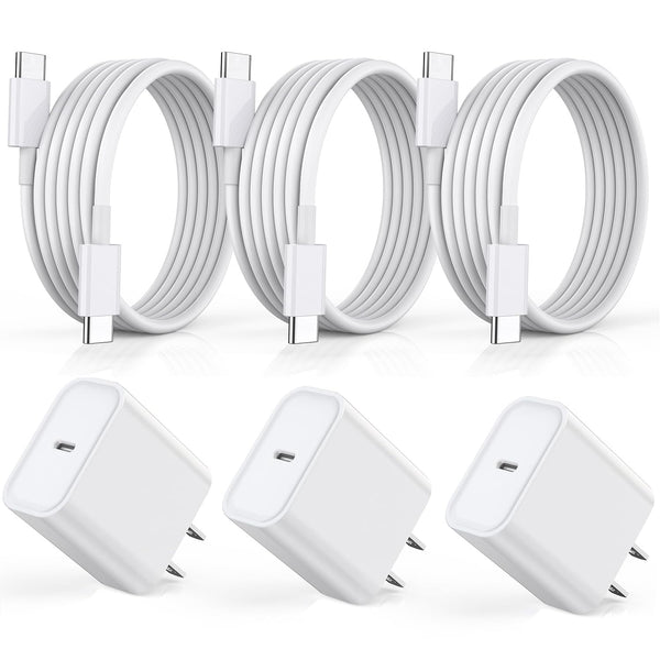 Fast Charger for iPhone 17 16 15, 3Pack USB C iPad Charge PD Fast Charger Block 6FT Long USBC to Type C i Phone Charging Cable Cord for iPhone 17