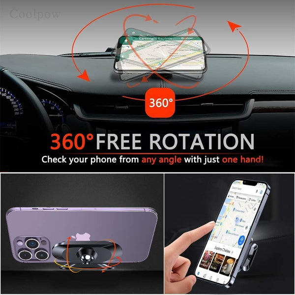 【2-Pack】 Magnetic Phone Holder for Car【Strong Magnets】 Carmount 2.0 Magnetic Phone Mount for Car【360°Rotation】 Car Mount for Cell Phone Holders