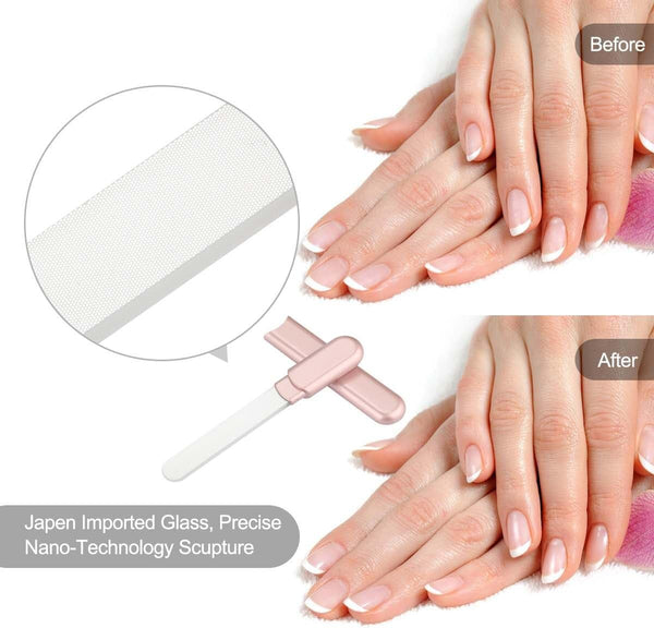 Premium Glass Nail File with Case, Crystal Diamond Salon Best Beauty Nail Buffer for Natural and Acrylic Nails Christmas Gift for Woman and