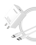 PISEN 30W USB C Charger - USB C Fast Charger Block, PD3.0 Wall Charger with 4FT Type C to L Cable, 30W Power Adapter for Iphone
