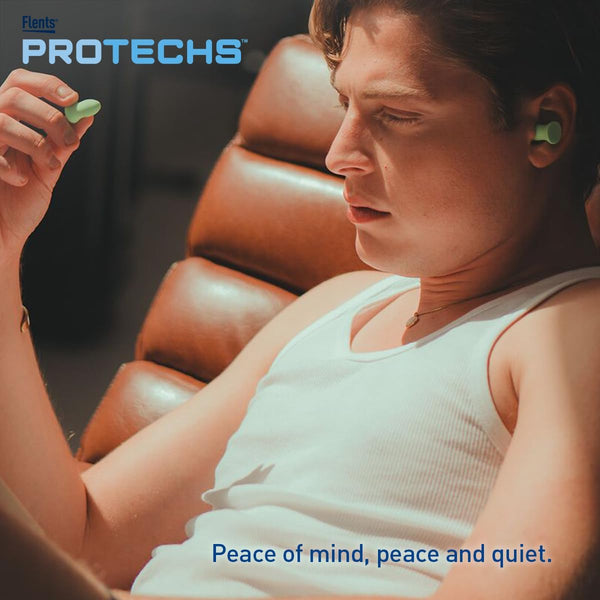 Flents Protechs Quiet Contour Foam Ear Plugs, NRR 33, 10 Pair, Green | Reusable Foam Ear Plugs for Sleeping, Snoring, Loud Noise, Traveling,