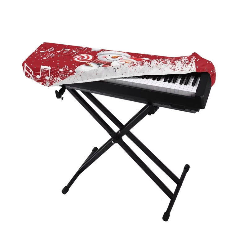 Cute Snowman Santa Piano Keyboard Dust Cover Piano Music Keyboard Dirt Proof Cover Durable Electronic Keyboard Cover Anti-Scratch Piano