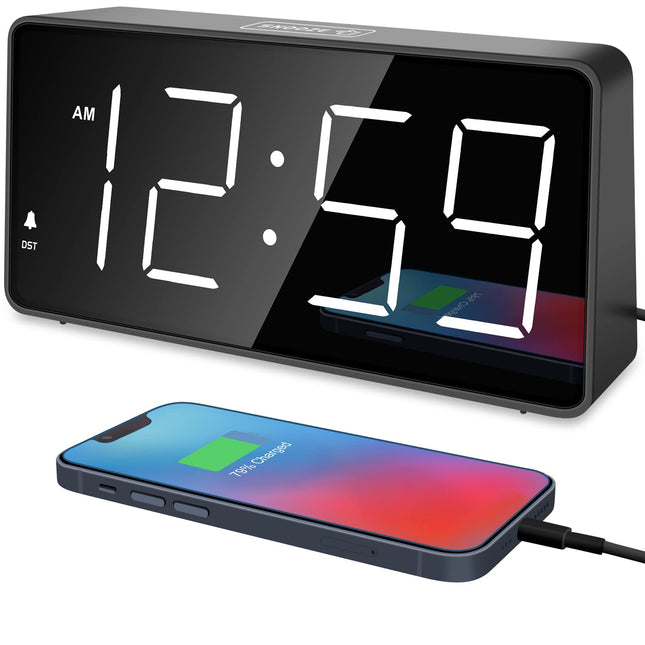 Peakeep Digital Alarm Clock for Bedroom Bedside, Loud Alarm Clock for Heavy Sleepers, Large Big LED Numbers for Seniors,