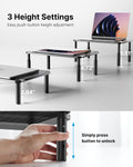 HUANUO Monitor Stand, Monitor Stand Riser 3 Height Adjustable, Monitor Riser with Airflow Vents, Laptop Stand for Desk, Laptop Riser, Desk