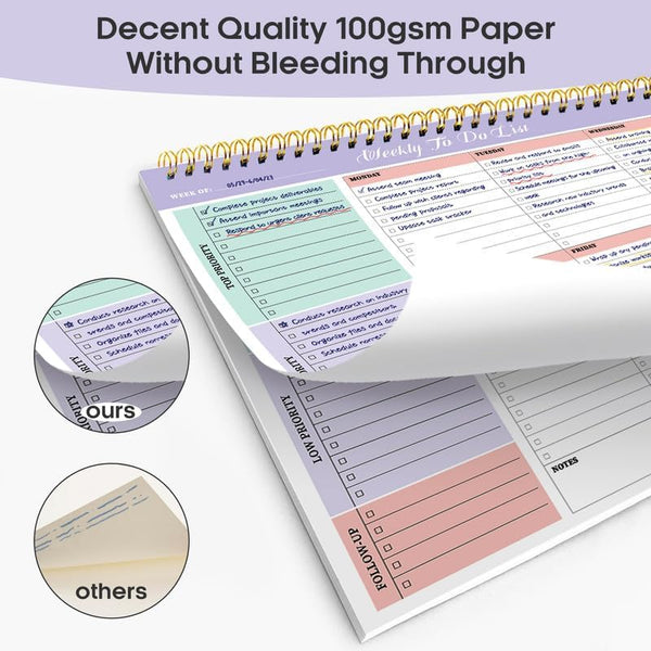 Weekly to Do List Notepad with 52 Undated SheetsÃ¯Â¼Â8.5"ÃÂ11"Ã¯Â¼Â- Weekly Desk Planner for Women & Man, Work and Home - Violet Dream