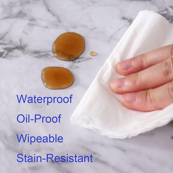 Walrus Round Vinyl Fitted Tablecloth with Flannel Backing Elastic Edge Design Table Cover Waterproof Oil-Proof PVC Table Cloth Stain-Resistant
