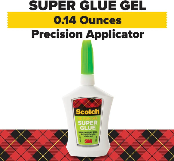 Scotch Super Glue Gel, 4-Pack of Single-Use Tubes, .017 oz Each, Fast Drying, No Run Gel Formula (AD119) 1-Pack