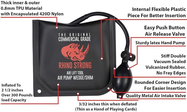The Original Rhino Strong Commercial Grade Air Wedge Bag Pump Professional Leveling Kit & Alignment Tool Inflatable Shim Bag Single