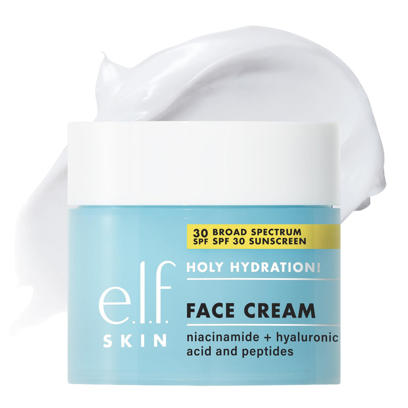 e.l.f. SKIN Holy Hydration! Face Cream Broad Spectrum SPF 30 Sunscreen Moisturizer, Made with Hyaluronic Acid, Niacinamide & Peptides, Lightweight
