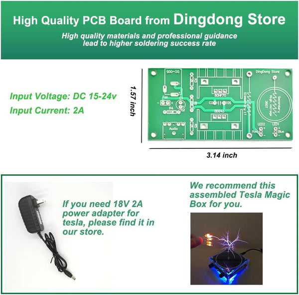 8pcs ISolderStore DIY Mini Tesla Coil Kit 15W Electronic DIY Kits Mini Music Tesla Coil Plasma Speaker Soldering Practice Kit DIY Soldering