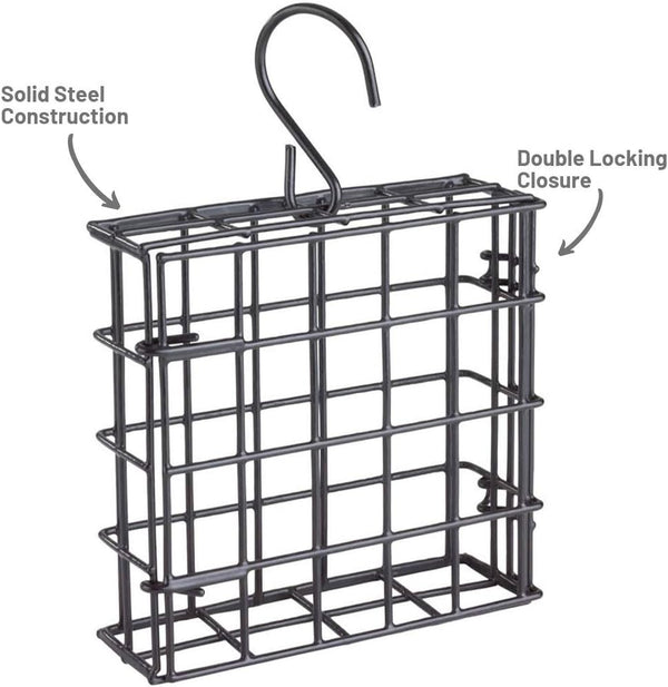 More Birds Suet Cage Bird Feeder, Fruit and Suet Feeder, Single Cake Capacity ,Black Black Single Cake Suet Cage