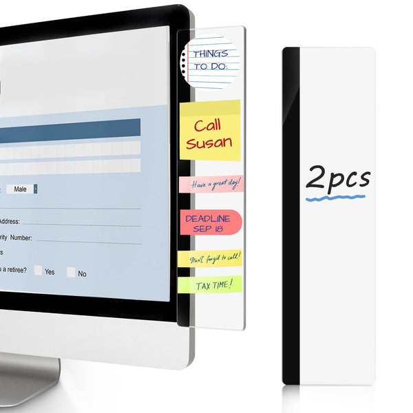 DOLLAR BOSS Monitor Memo Boards for Computers 2 Pcs Office Desk Accessories 11" X 3.1" Transparent Acrylic Monitor Side Panel Multifunction