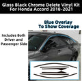 Window Trim Chrome Delete Blackout Overlay Kit Pre-Cut Vinyl Compatible for Honda Accord 10th Gen 2018-2021 (Side Window Chrome Delete)