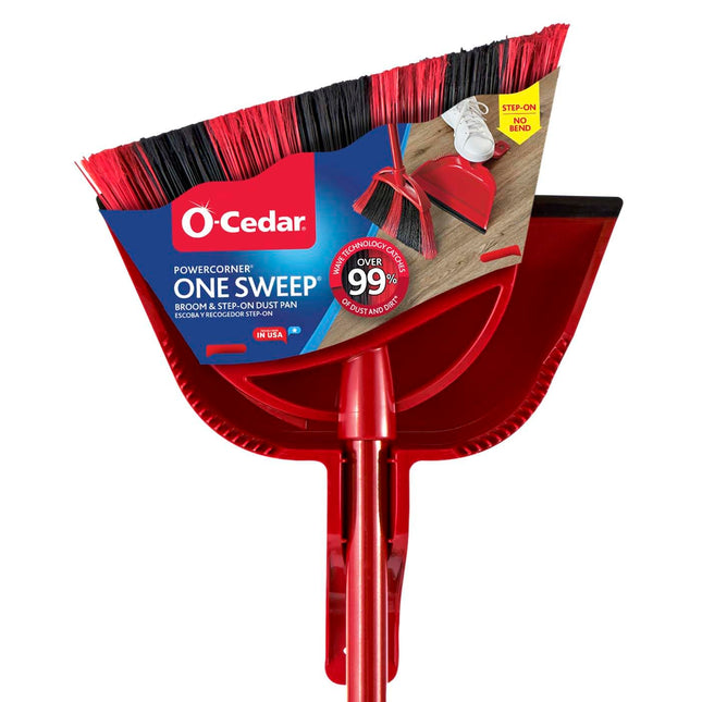 O-Cedar One Sweep Broom with Step-On Dustpan | Remove 99% with One Sweep | Light