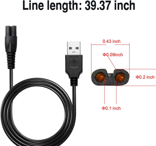 Universa Head Shaver Charger Cord Compatible with Head Shaver,WAHFOX Charger Cord for Many Brands USB Cable Shaver Electric Shaver Power Cord