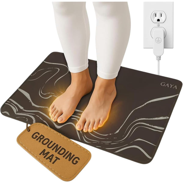 GAYA Grounding Mat for Feet, Sleep & Pain Relief, 24x16 Earthing Mat | 15ft cord with 100K Ohm safety resistor, 3-layer conductive carbon build,