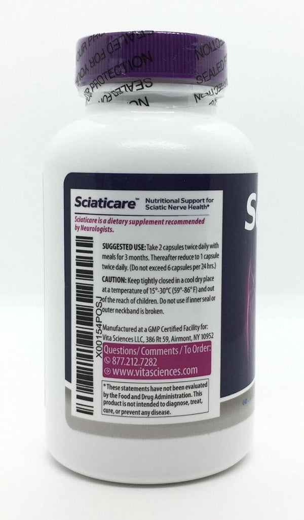 Vita Sciences Sciaticare Nerve Soothing Supplement Vitamins with Natural R-ALA Form 40X Strength, NOT Synthetic Alpha Lipoic Acid (ALA) - Lower