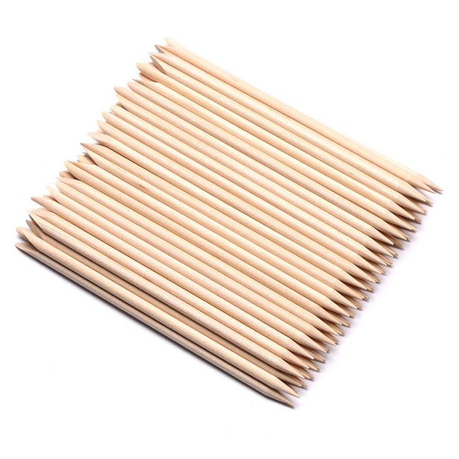 100 Pcs Orange Wood Nail Sticks Double Sided Multi Functional Cuticle Pusher Manicure Pedicure Tool for Manicure Pedicure A-Wood
