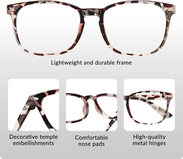 Blue Light Glasses for Woman Men, 99% Blocking Square Frame 5 Pairs | Anti Eyestrain & UV Glare Protection, Computer Blue Light Blocking Glasses