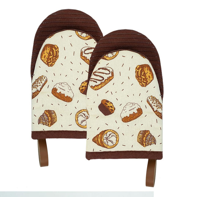 Folkulture Mini Oven Mitts Heat Resistant 5.75"X9", Set of 2 Orange Oven Mittens, Short Oven Gloves with Hanging Loop, B