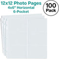 Dunwell 12x12 Scrapbook Page Protectors, 4x6 Photo Album Refill Pages, 100-Pack (13.1" x 12.7"), Fits 12x12 3-Ring & D-Ring Scrapbook Albums,