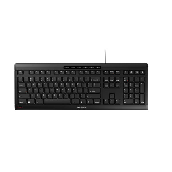 Cherry Stream Keyboard | Wired Slim Whisper Quiet | Silent Keys | Black | For PC/Laptop, Unique Typing Feel, Slim Design, CHERRY SX Scissor