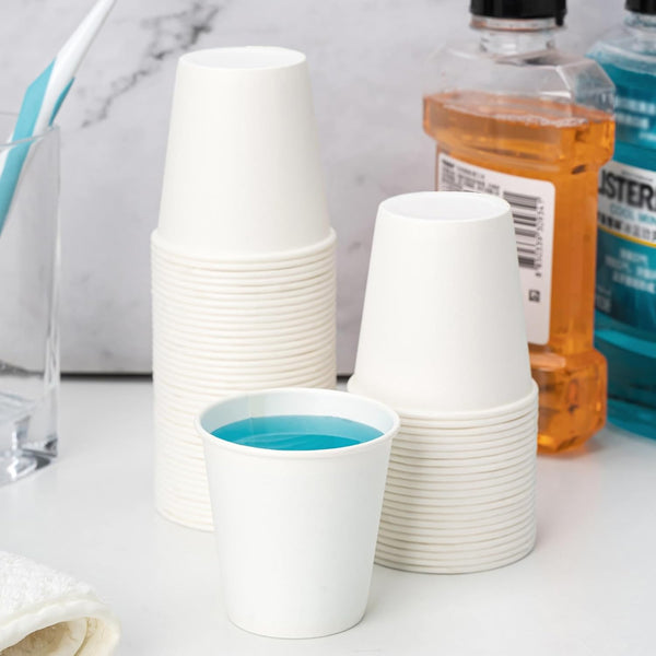 RACETOP [100 Pack] 3 Oz Bathroom Paper Cups, Disposable Paper Cups, Mouthwash Cups, Paper Coffee Cups, Ideal for Bathroom