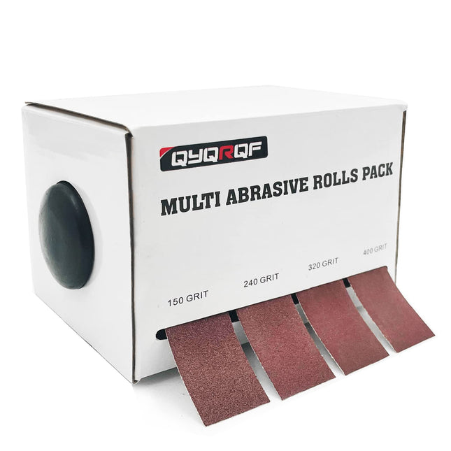 Emery Cloth Roll, 4 Grits Abrasive Sandpaper Rolls Assorted Sand Paper with Dispenser for Woodworking Automotive Metal P