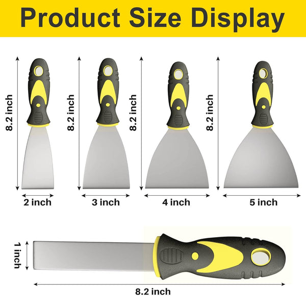 5Pcs Putty Knife, Set, 1" 2" 3" 4" 5" Scraper, Spackle Knife, Paint Scraper, Scraper Tool, No Rusting, Perfect for Repairing Drywall, Removing