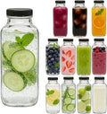 Accguan 12Oz Glass Bottles,Leak-Proof Vintage Water Bottles for Juicing,Hot Sauce,Kombucha,Ginger Jar,Potion,Oil,Milk Bottles,Whiskey,Portable