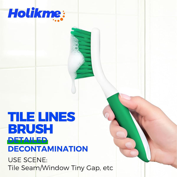 Holikme Cleaning Brush Set for Household Use, Scrub Brush, Kitchen Brush, Tile Lines Brush for Bathroom, Floor, Tub, Shower and Kitchen Surface