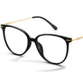 Gaoye Blue Light Blocking Glasses - Trending Round TR90 Frames, Metal Arms, UV400 Protection - Matching Soft Case *1-light Black Frame/Transparent