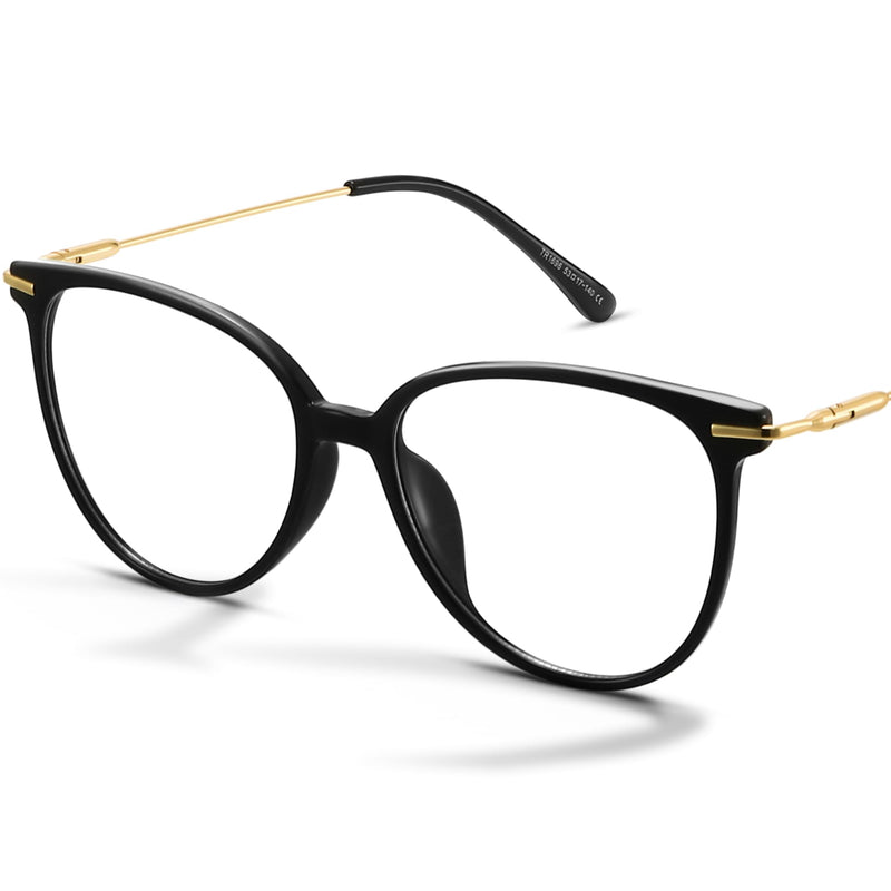 Gaoye Blue Light Blocking Glasses - Trending Round TR90 Frames, Metal Arms, UV400 Protection - Matching Soft Case *1-light Black Frame/Transparent