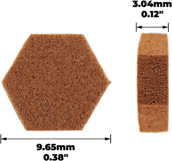 SoftTouch 3/8" Hexagon Self-Stick Noise Dampening Foam Cabinet Bumpers, 12 Pack, Tan, 12 Piece