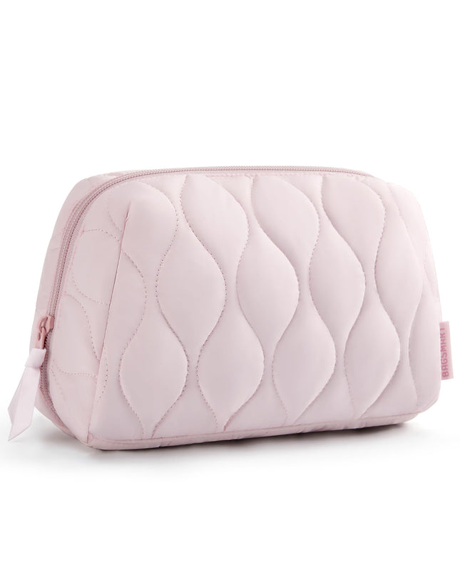 BAGSMART Makeup Bag, Travel Cosmetic Bag, Puffy Padded Make Up Bag for Women, Makeup Organizer Case, Wide-open Pouch Pur