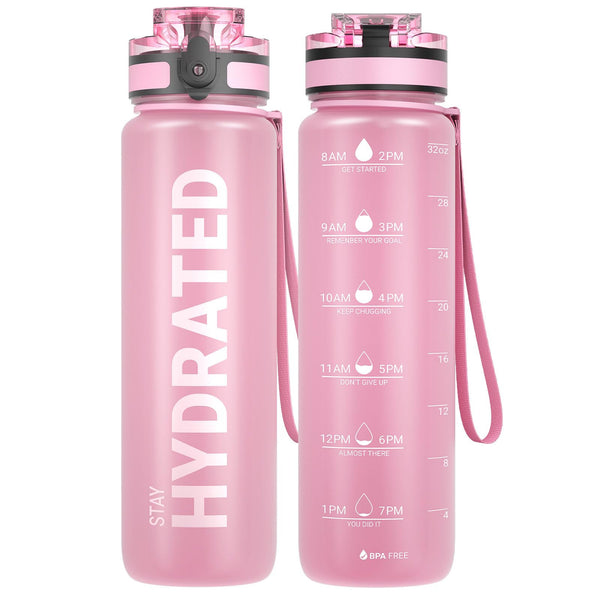 Sahara Sailor Water Bottle 32Oz, Durable and Leakproof Water Bottles Motivational with Time Marker, Tritan, BPA Free, Wide Mouth with Easy Clean