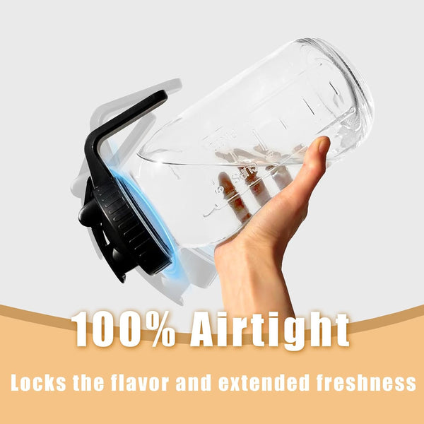 Mason Jar Pour Spout Lid for Wide Mouth Mason Jars, Mason Jar Pitcher Flip Cap Airtight Handle Lid, Leak Proof Seal Cover, Pack of 2 2 Pack