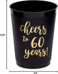 Sparkle and Bash 30th Birthday Cups & Plastic Tumblers - 16 Pack, 16 Oz, Black, Cheers To 30 Years - Party Favors & Wedding Anniversary Celebrations