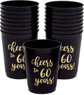 Sparkle and Bash 30th Birthday Cups & Plastic Tumblers - 16 Pack, 16 Oz, Black, Cheers To 30 Years - Party Favors & Wedding Anniversary Celebrations