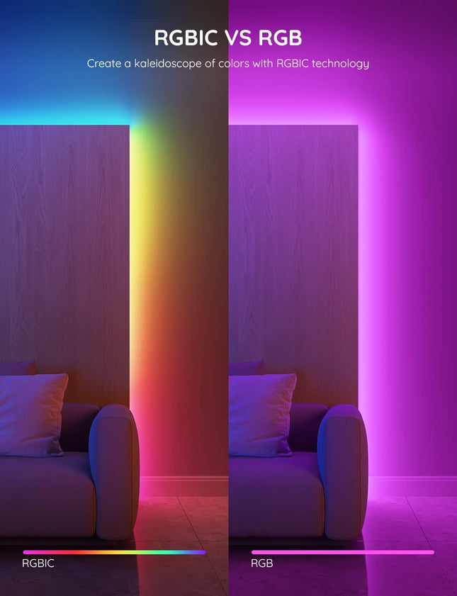 Govee RGBIC LED Strip Lights, Smart LED Lights for Bedroom, Bluetooth LED Lights APP Control, DIY Multiple Colors on One
