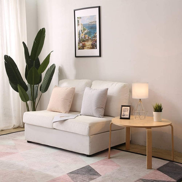 Gold Modern Hollow Out Base Bedroom Small Table Lamp,Bedside Nightstand Lamp with Geometric Metal Base White Fabric Shade,Cute Desk Lamp for Kids